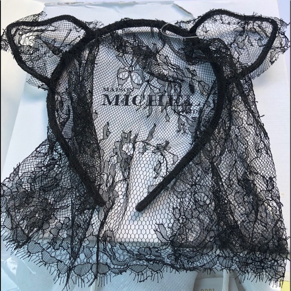 CHANEL‼️‼️-owned label .Black Lace Heidi Cat Veil Headband - Picture 4 of 5